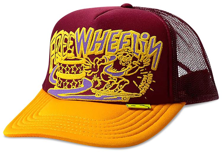 Kapital Free Wheelin Trucker Cap BurgundyGold