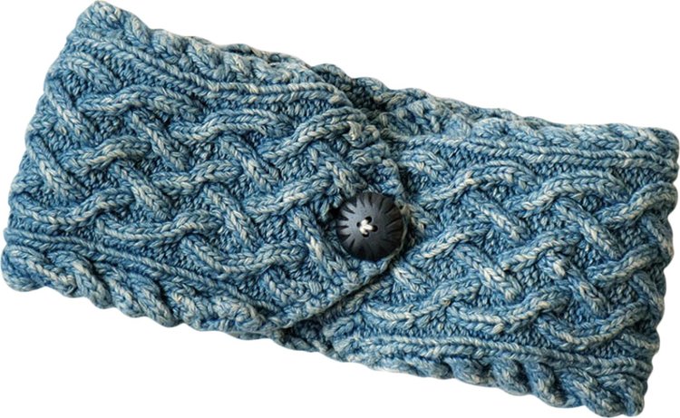 Kapital Cotton Hand Knit Cable Knit Headband 'Indigo'