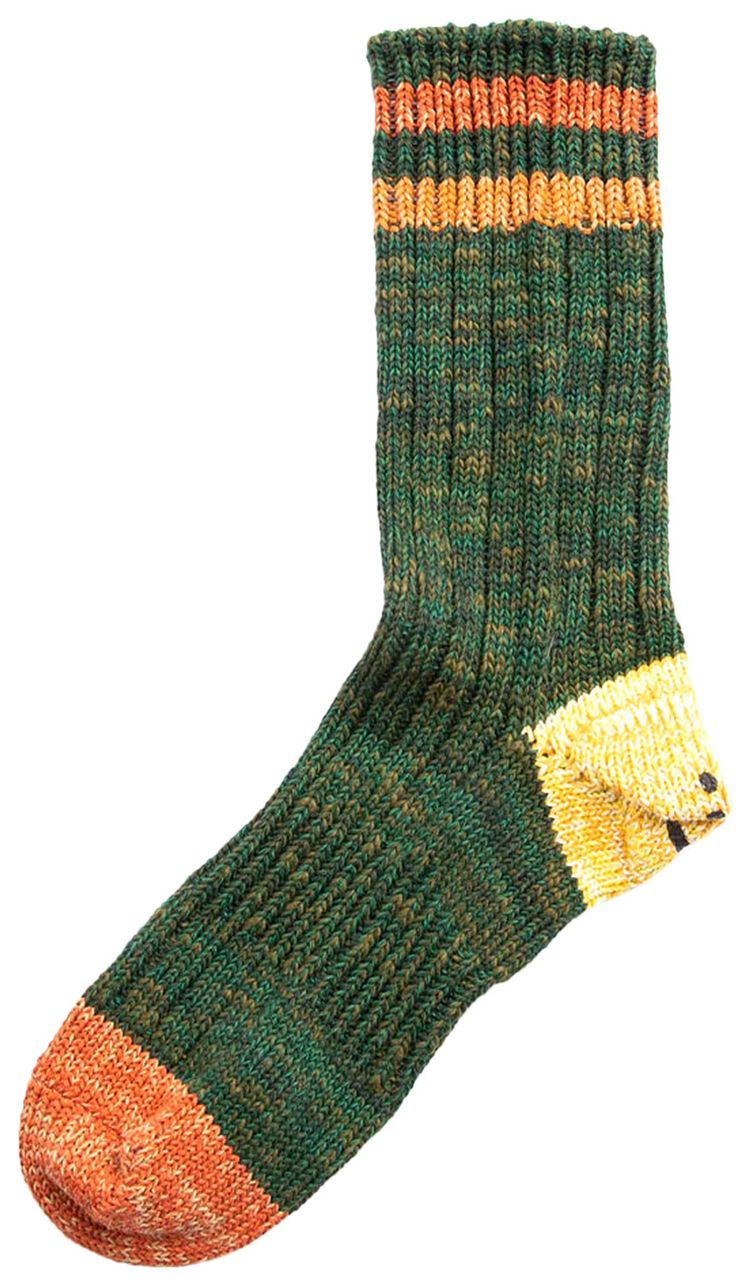 Kapital 60 Yarns Grandrelle Ivy Rainbowy Happy Heel Hold Socks Green