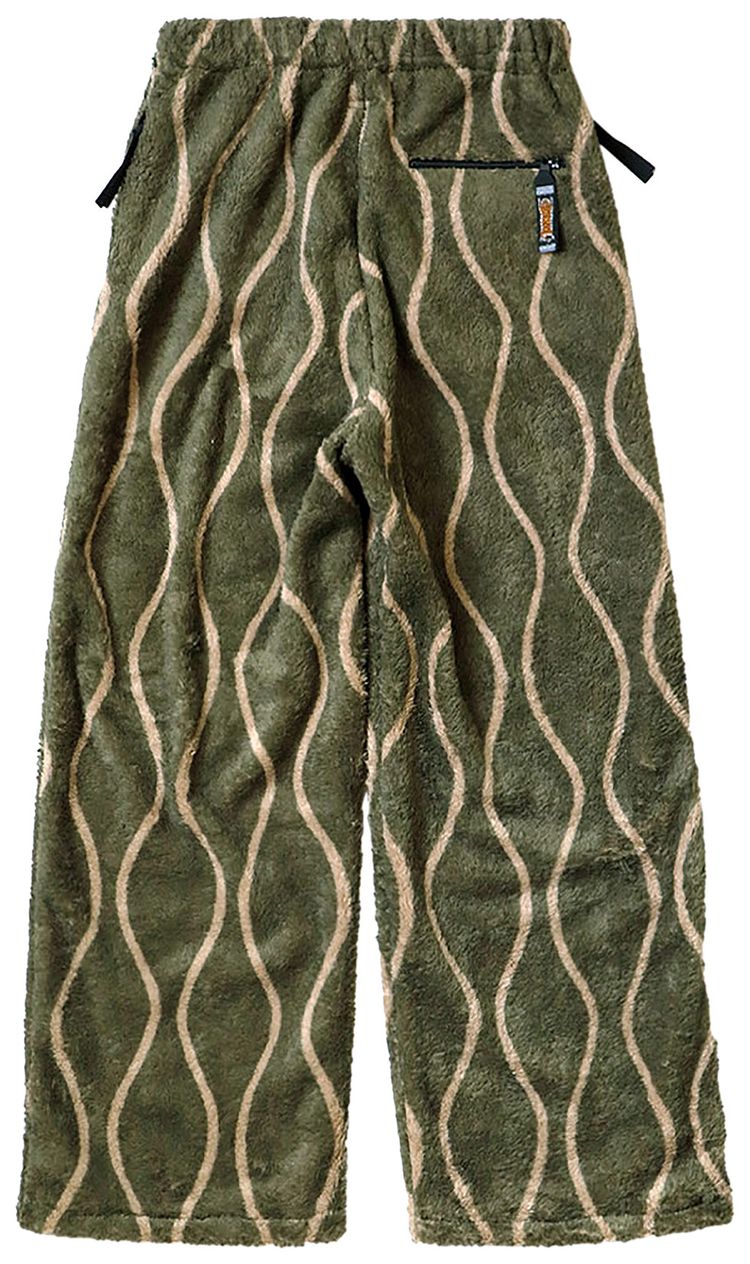 Kapital Drunk Stripe Fleece Easy Straight Pants Khaki