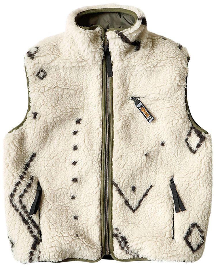 Kapital BeniOurain BOA Fleece Reversible Vest Ecru