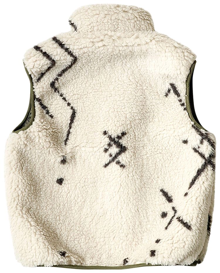 Kapital BeniOurain BOA Fleece Reversible Vest Ecru