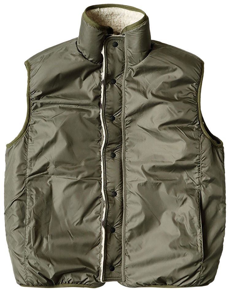 Kapital BeniOurain BOA Fleece Reversible Vest Ecru