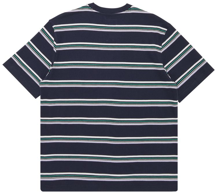 Stussy Malcom Stripe Crew Tee Navy