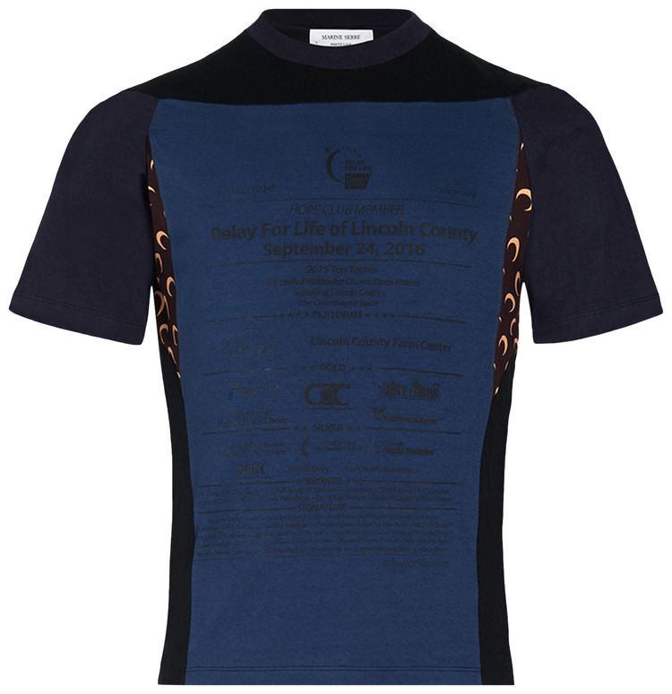 Marine Serre Moon Panel Graphic T Shirt Blue