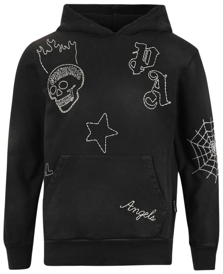 Palm Angels GD Embroidered Hoody BlackWhite