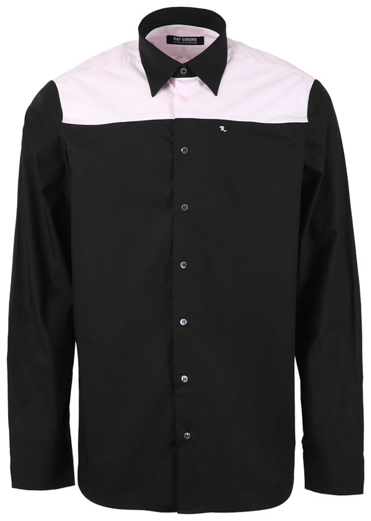 Raf Simons Bicolor Americano Shirt Print On Shoulder Black