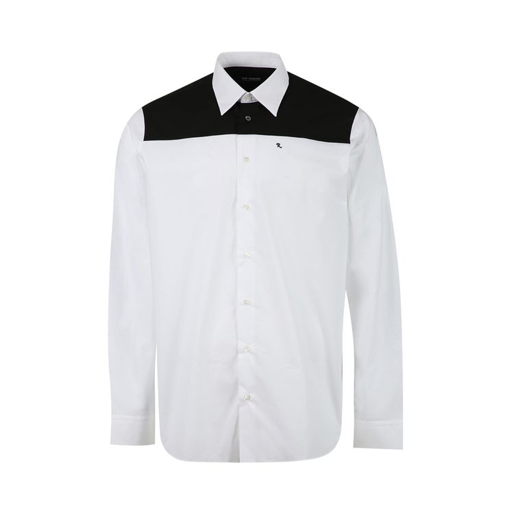Raf Simons Bicolor Americano Shirt Print On Shoulder WhiteBlack