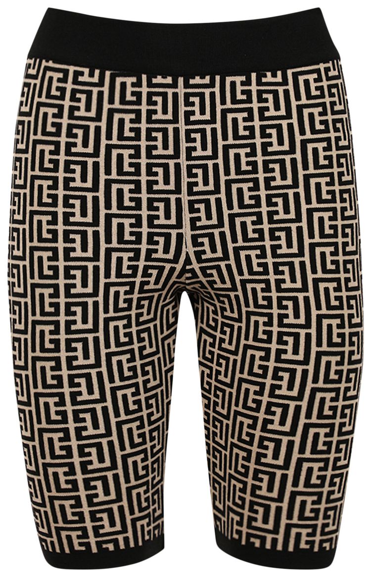 Balmain Monogram Knit Cyclist Shorts BlackWhite