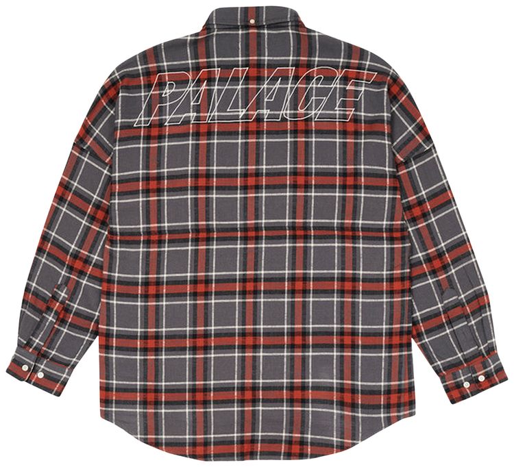 Palace Flannel Drop Shoulder Shirt Grey