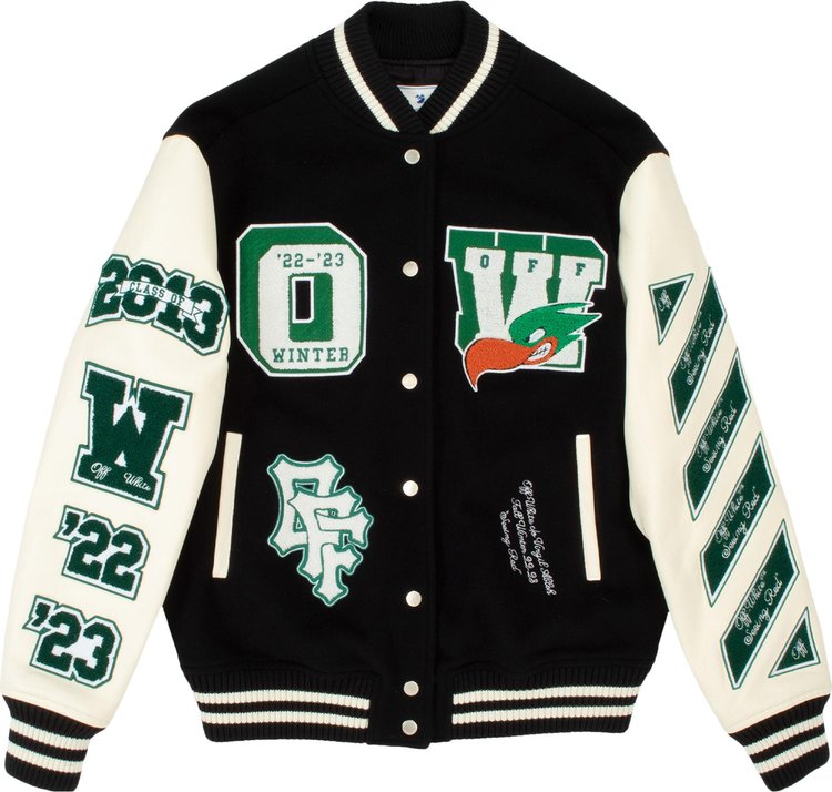 Buy Off-White Embroidered Patches Varsity 'Black/White ...