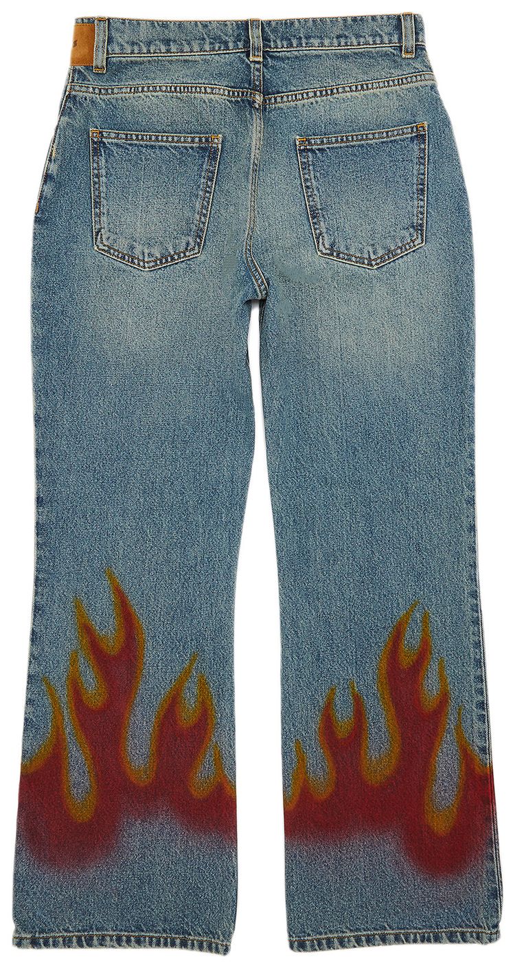 Palm Angels Burning Flared Jeans Light Blue