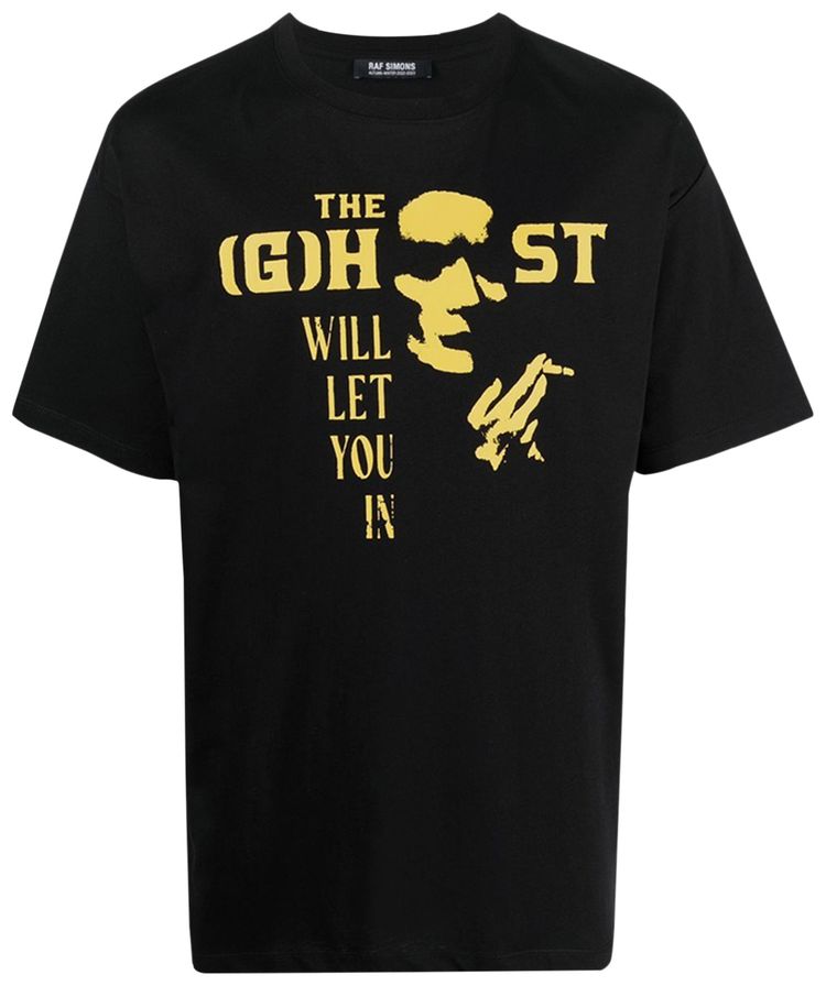 Raf Simons Big Fit T Shirt With Ghost Print On Front Black