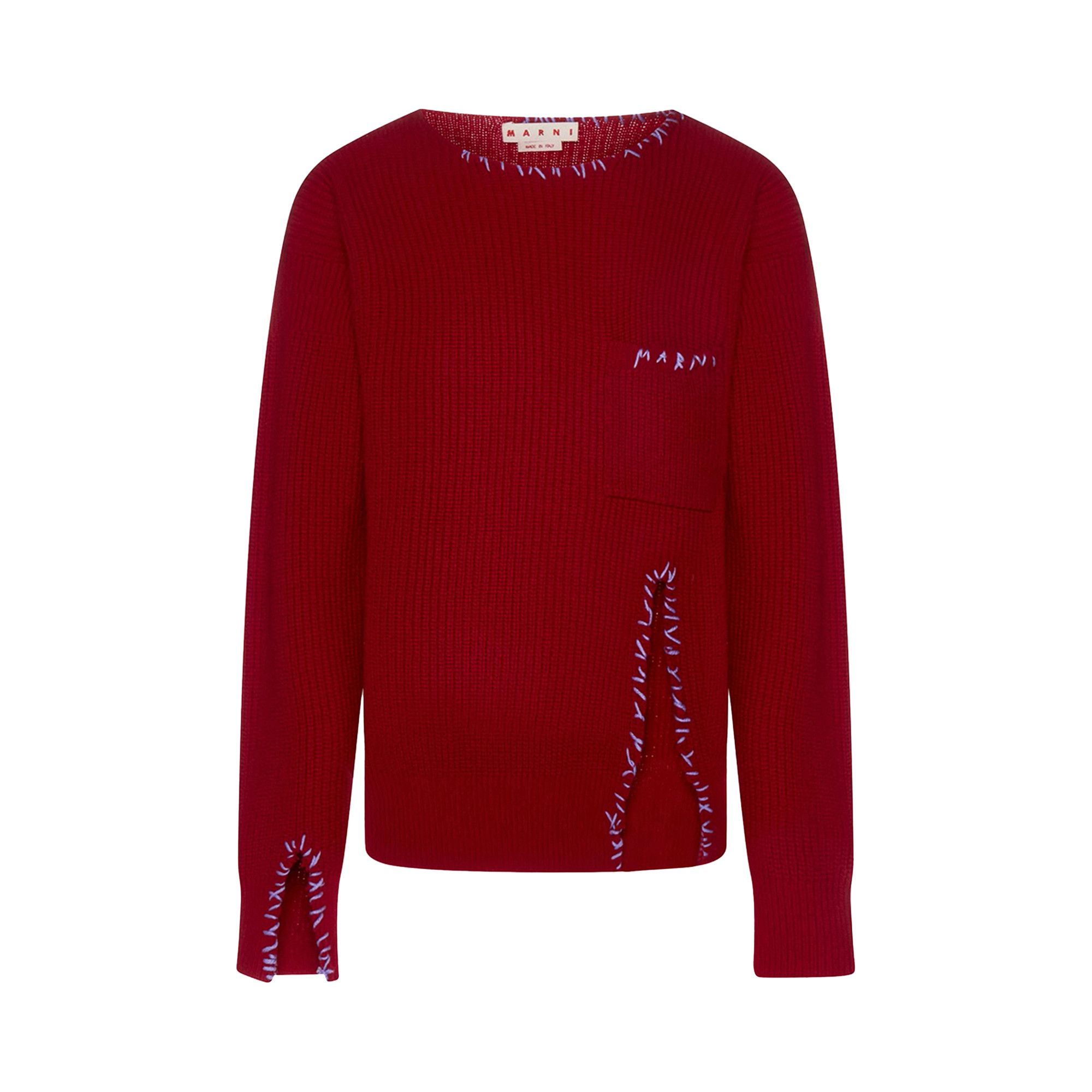 MARNI ストライフ クルネック ロンクスリフ トッフ 【関税込】 Buy Marni Long-Sleeve Crewneck Sweater 'Chilli' - GCMG0283Q0