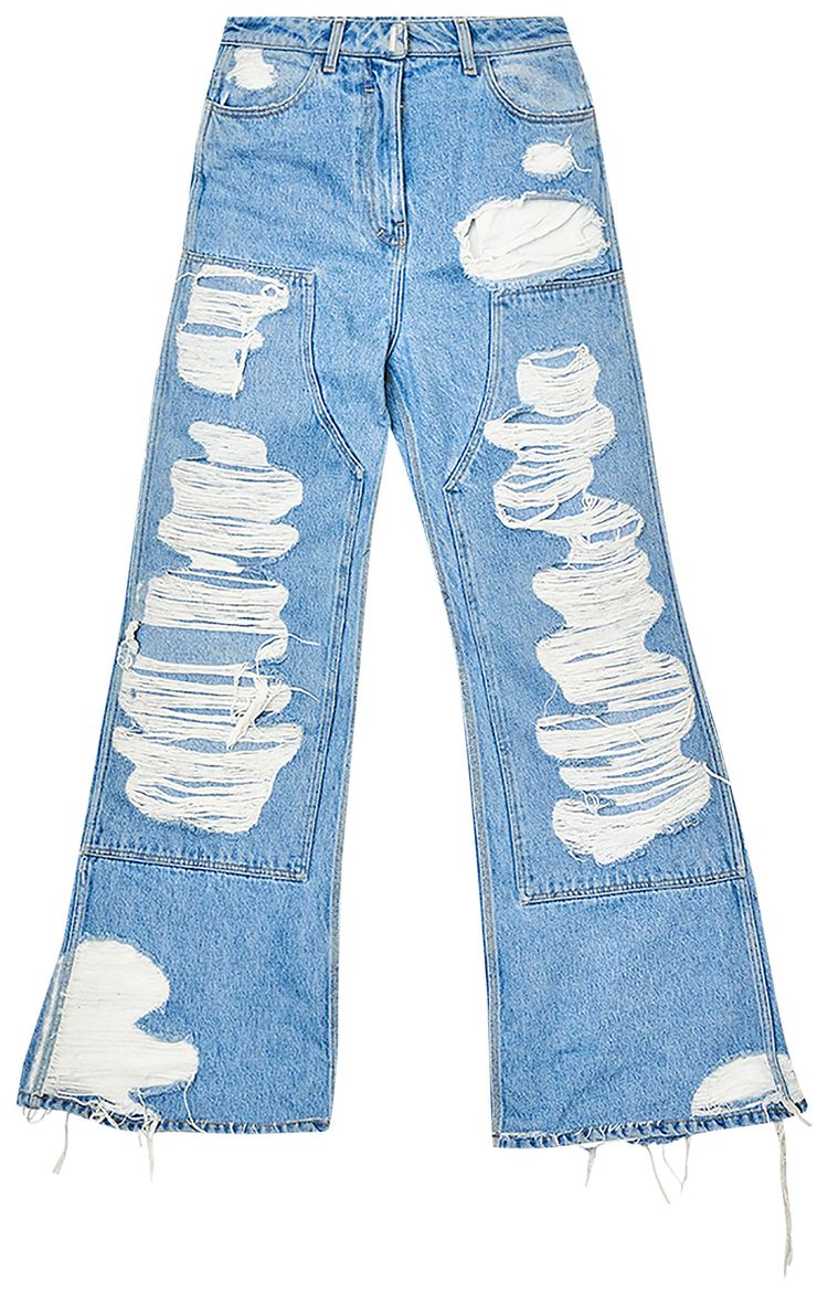 Givenchy Extra Wide Jeans With Workwear Patch Light Blue