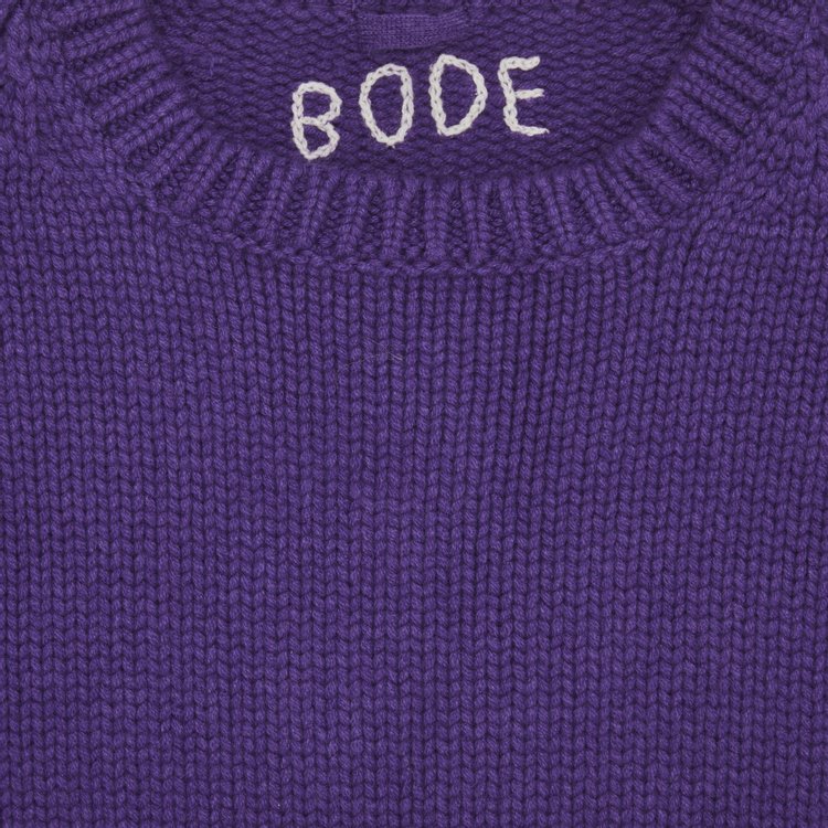 Bode Cashmere Crewneck Sweater Purple