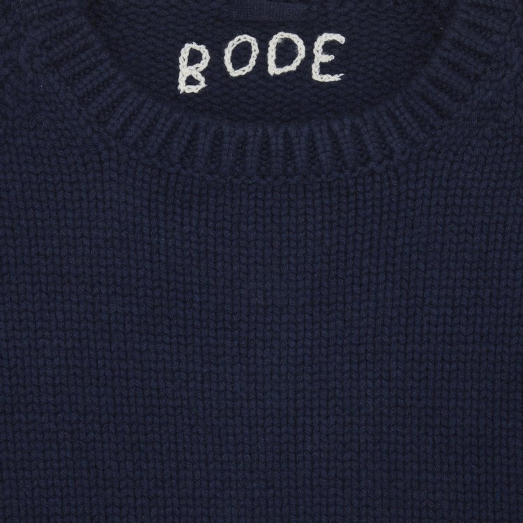 Bode Cashmere Crewneck Sweater Navy