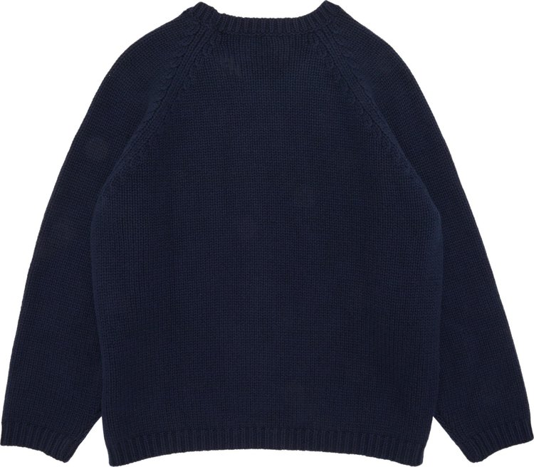 Bode Cashmere Crewneck Sweater Navy