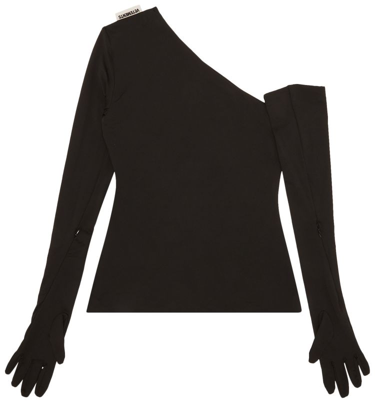 Vetements One Shoulder Styling Top With Gloves Black