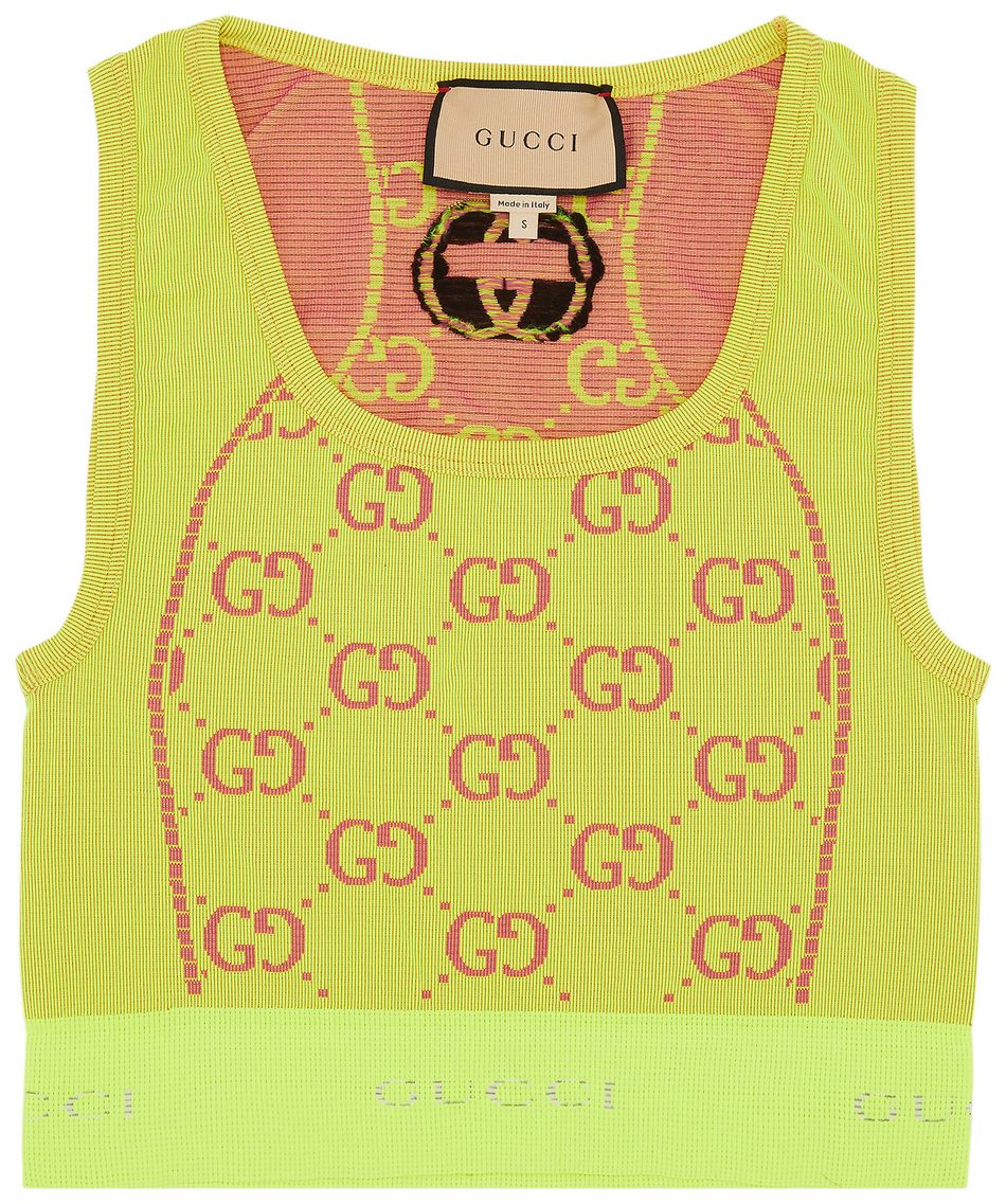 Gucci GG Jersey Jacquard Sleeveless Top 'Fluorescent Yellow/Pink' GOAT