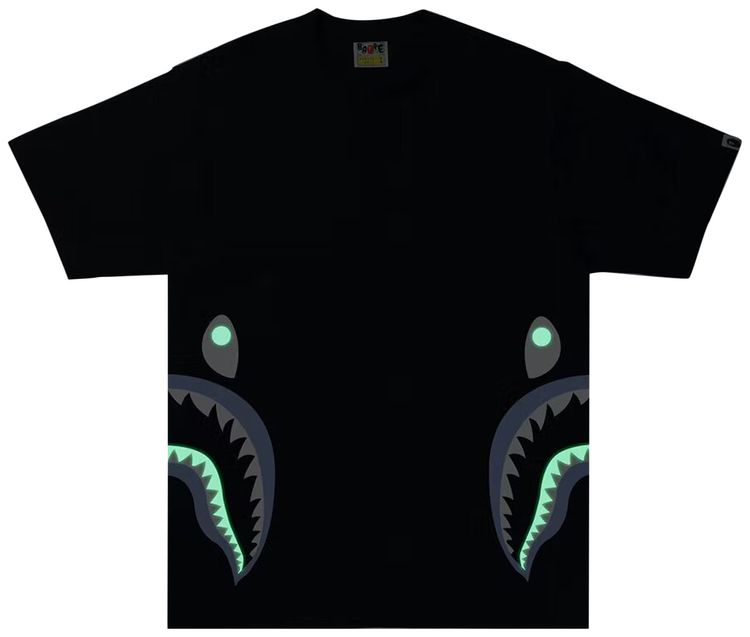 BAPE Glow In The Dark Side Shark Tee Black