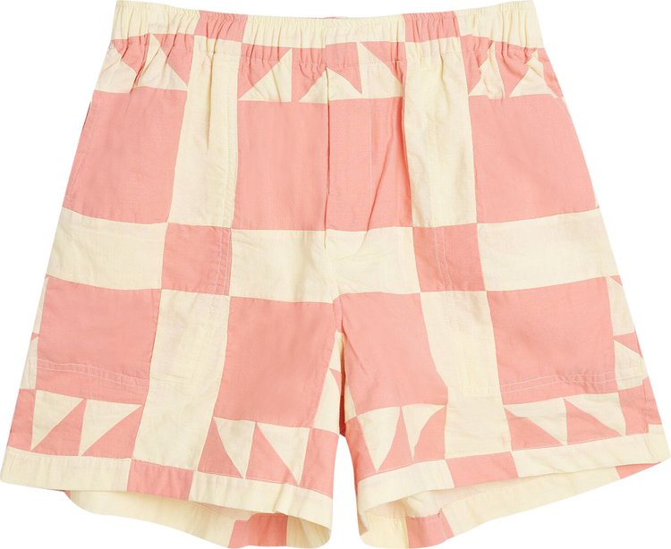 Bode Patchwork Quilt Shorts 'Pink/White'