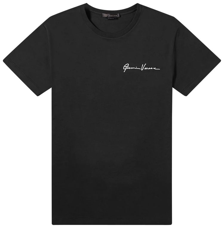 Versace GV Signature Embroidered T Shirt Black