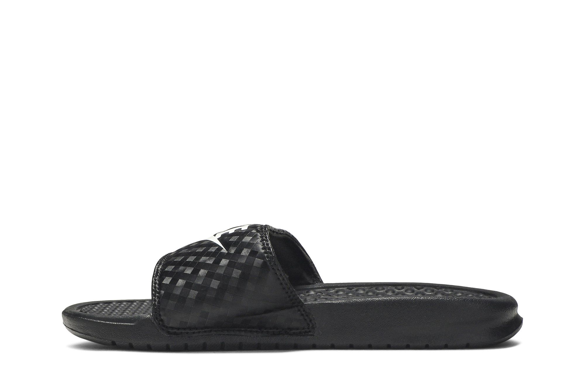 Nike benassi black and white slides top