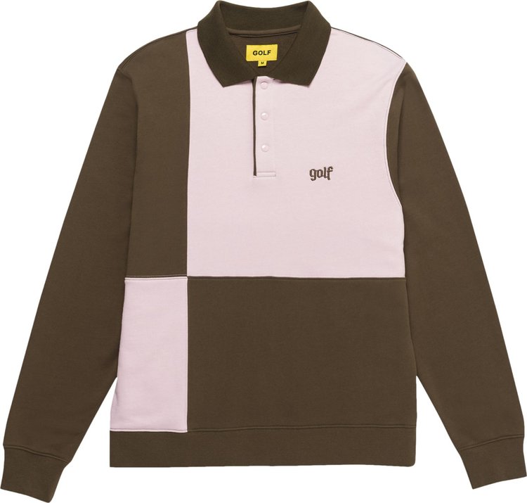 GOLF WANG Olde Golf Patch Long-Sleeve Polo 'Brown/Pink'