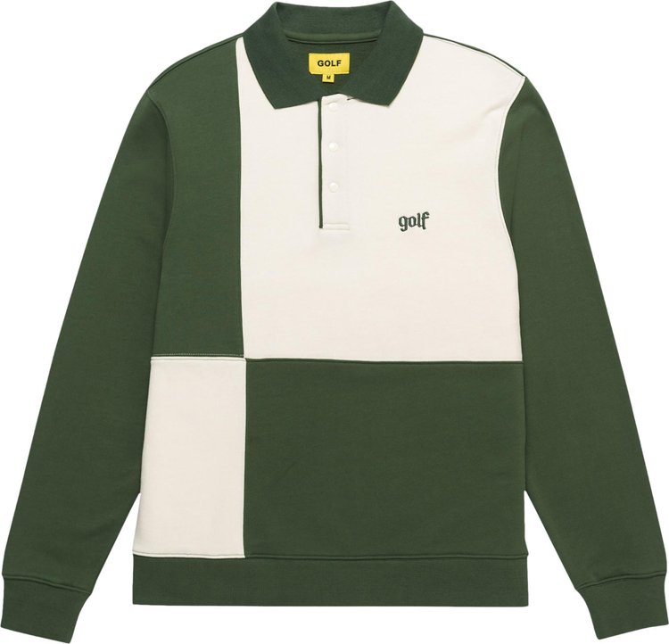 GOLF WANG Olde Golf Patch Long-Sleeve Polo 'Green/Cream'
