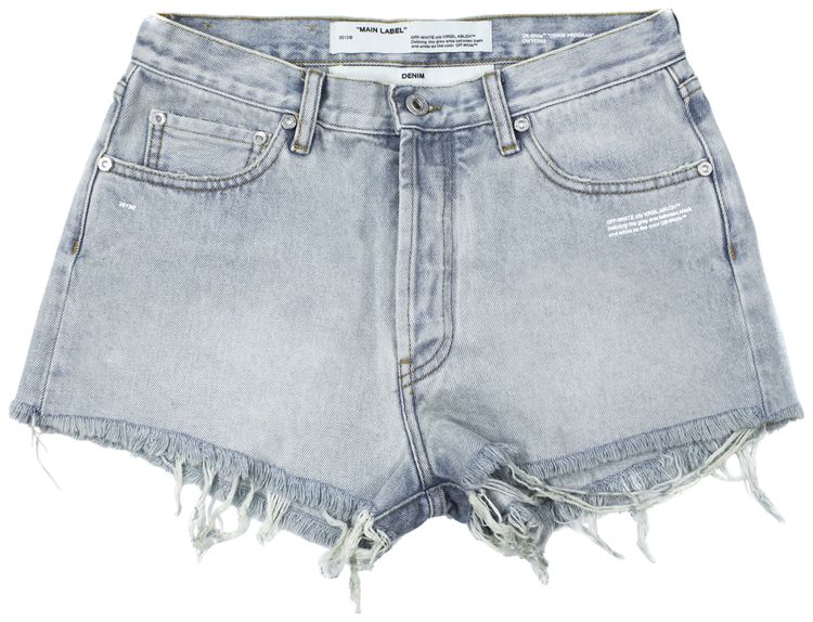 Off White Bleach Shorts Blue