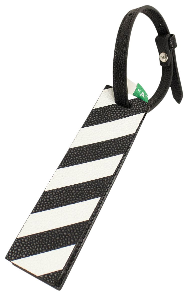 Off White Diagonal Leather Travel Tag BlackWhite
