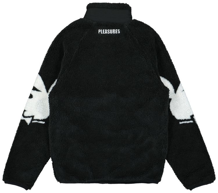 Pleasures x Playboy Bunny Sherpa Zip Up Jacket Black
