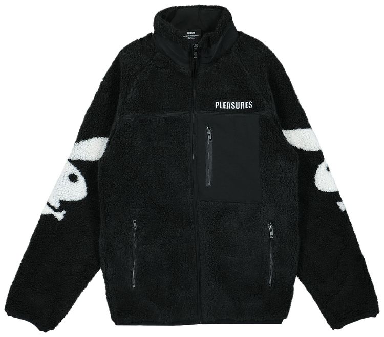Pleasures x Playboy Bunny Sherpa Zip Up Jacket Black