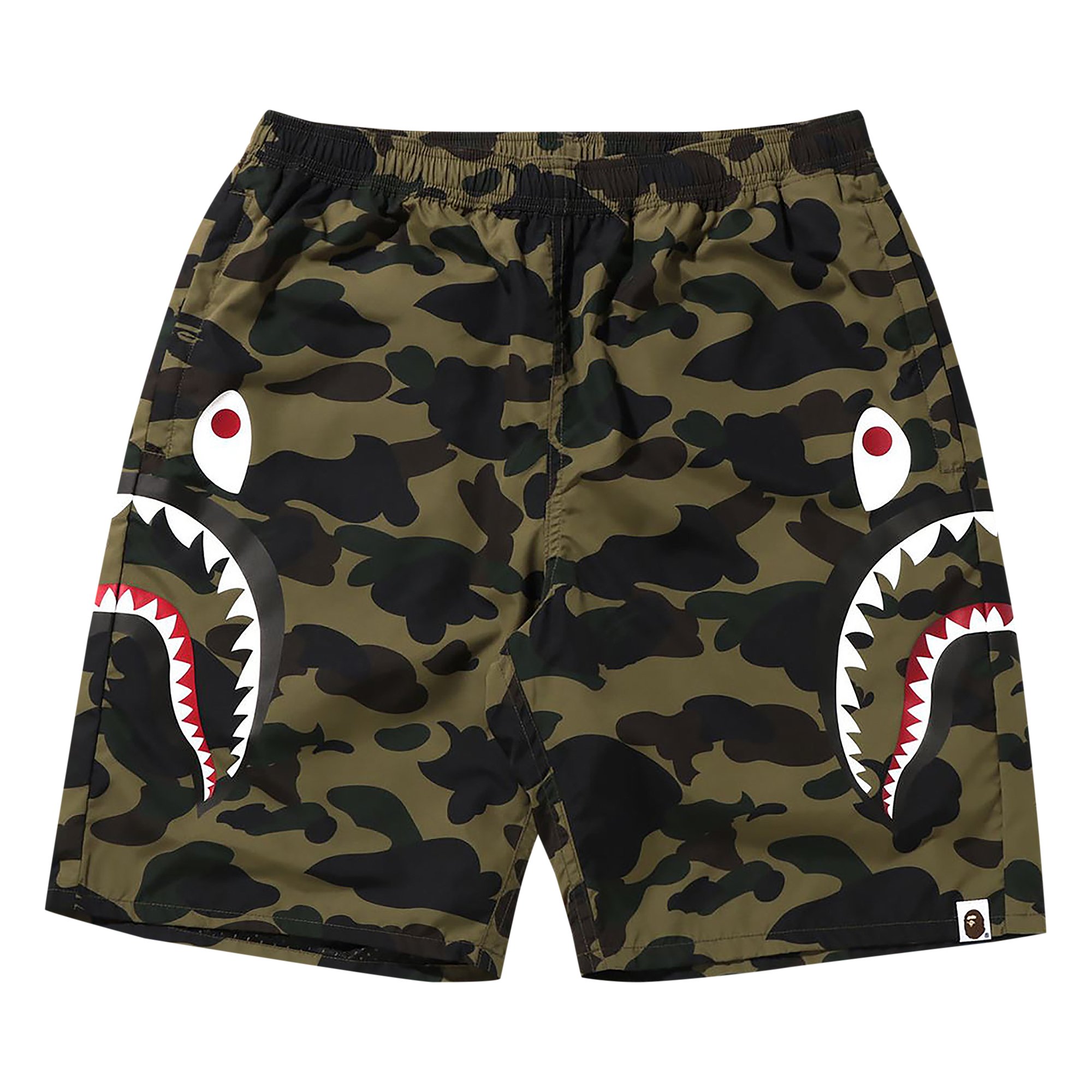 Buy BAPE 1St Camo Side Shark Beach Shorts 'Green' - 1I30 153 020