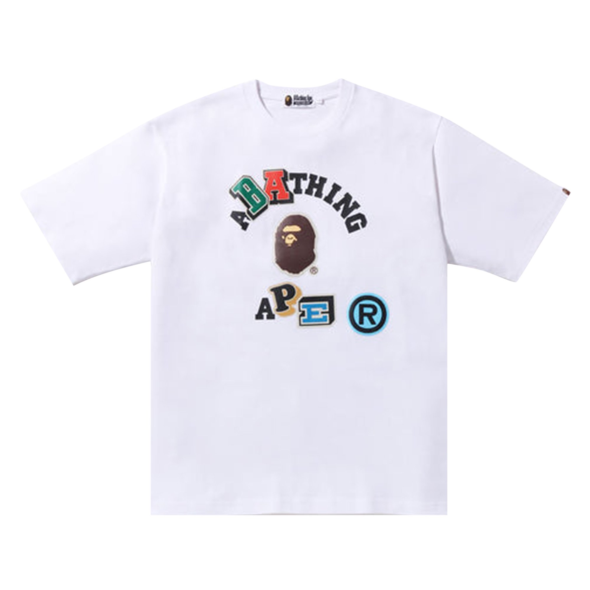 Buy BAPE Multi Fonts Relaxed Fit College Heavy Weight Tee 'White