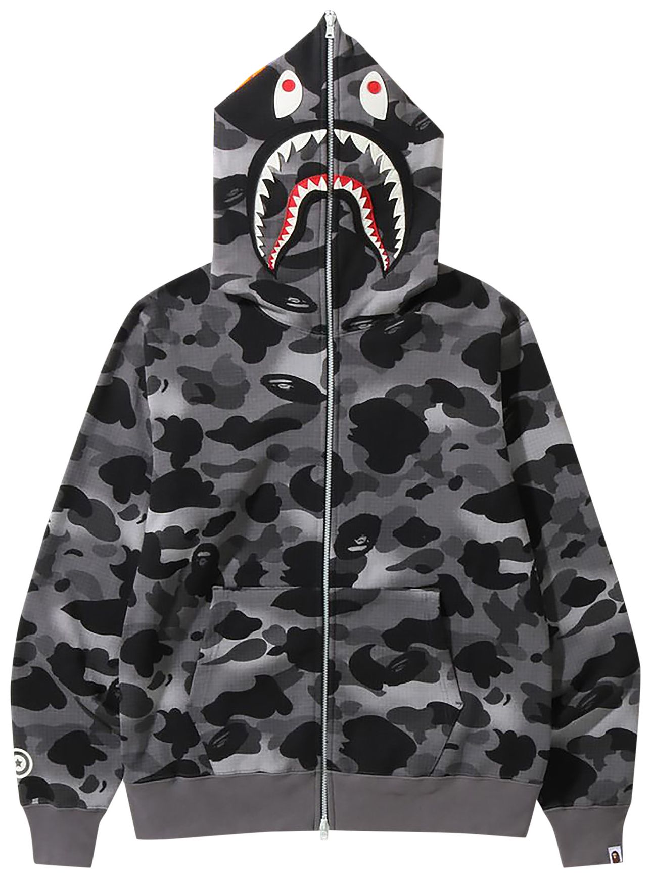 Buy BAPE Grid Camo Shark Full Zip Hoodie 'Black' - 1I80 115 005 BLACK