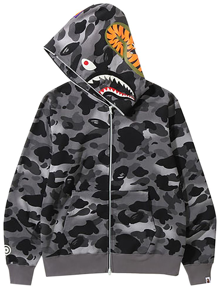 BAPE Grid Camo Shark Full Zip Hoodie Black