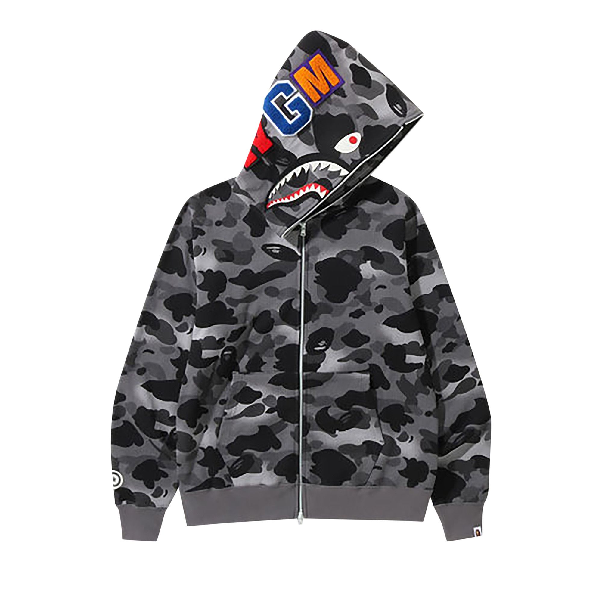 Size xxxl BAPE Grid Camo Shark Full Zip Hoodie Black