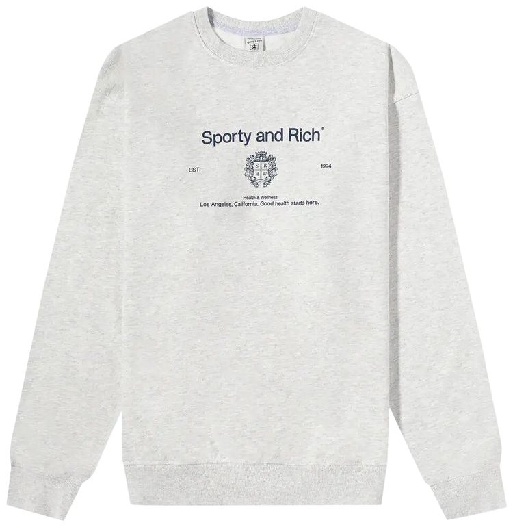 Sporty & Rich Nautical Embroidered Crewneck in Ruby