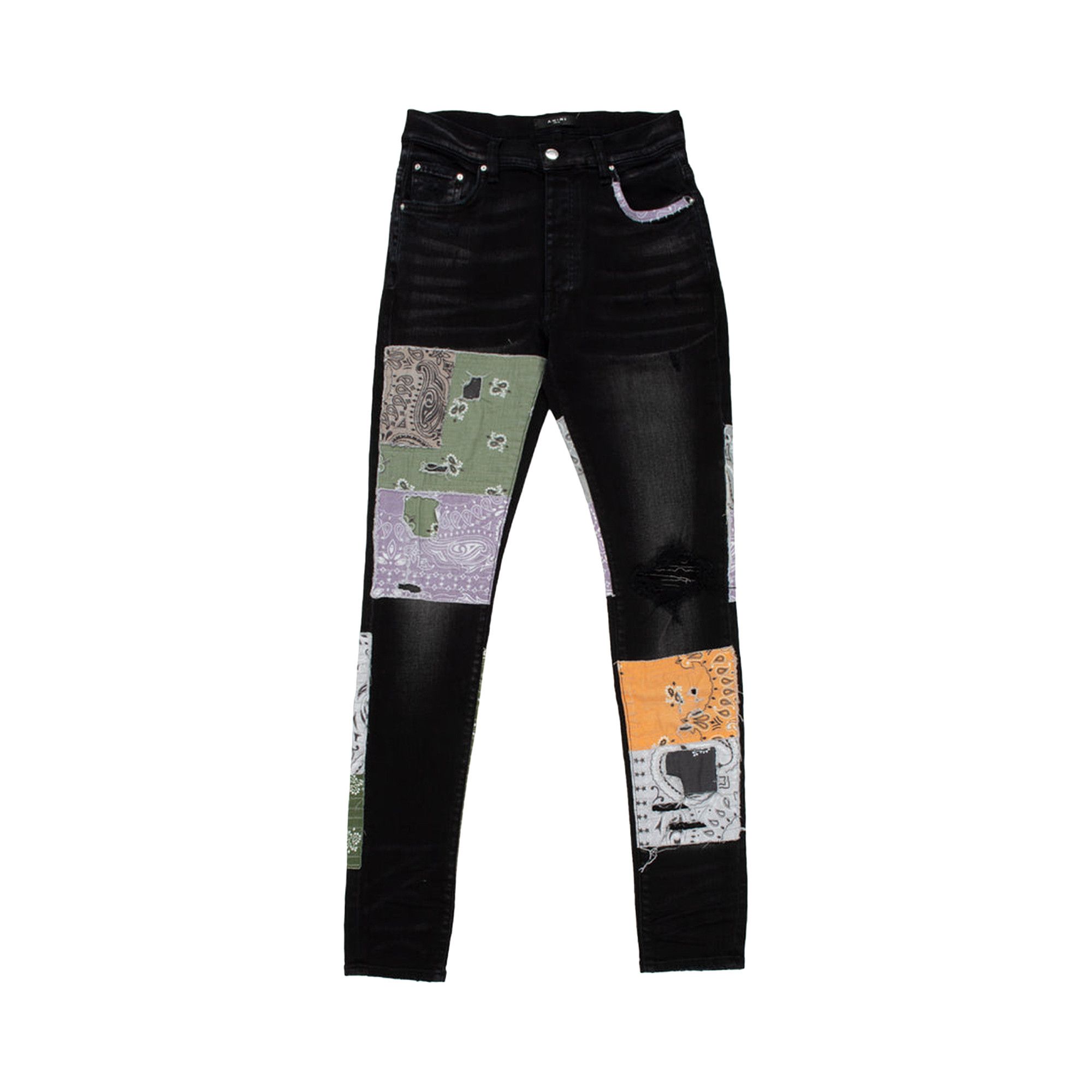 Buy Amiri Bandana Art Patch Jean Aged Black PF22MDS021 023 AGED GOAT