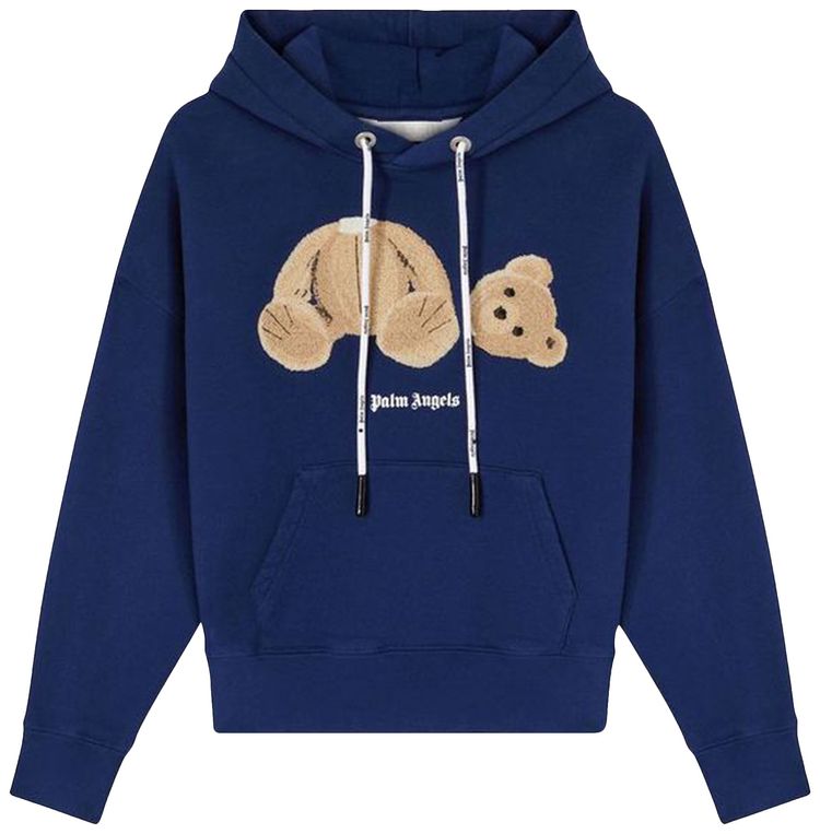 Palm Angels Bear Printed Hoodie BlueBrown