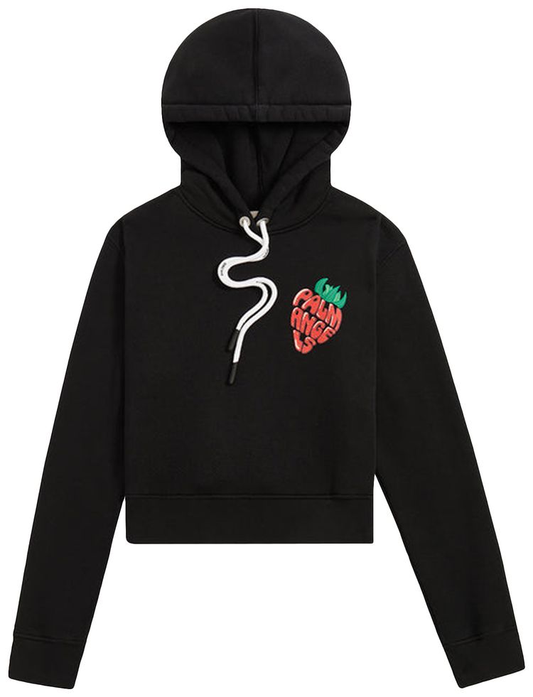 Palm Angels Straberry Printed Fitted Hoodie BlackRed