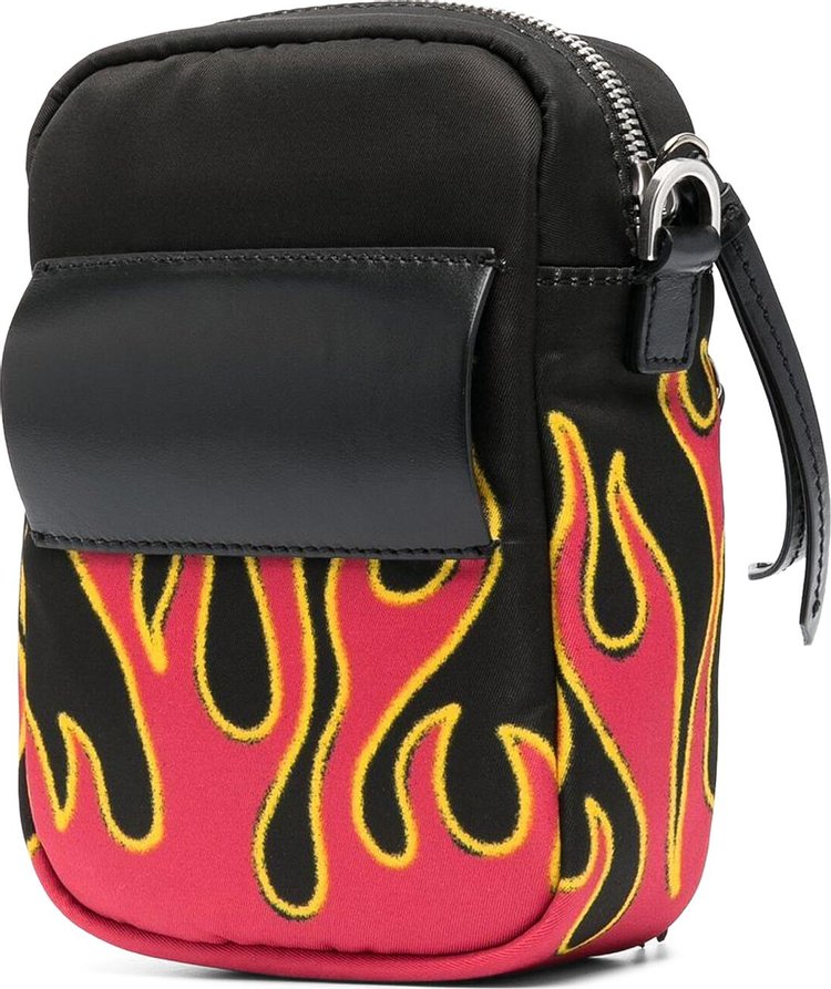 Palm Angels Flames Printed Crossbody Bag RedWhite