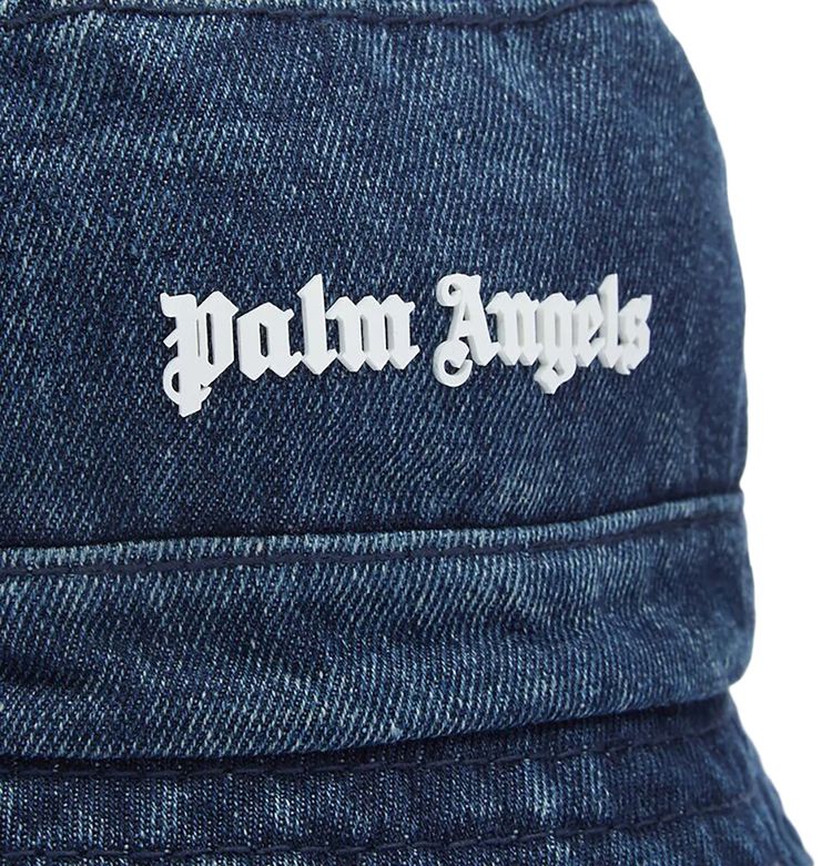 Palm Angels Denim Bucket Hat BlueWhite