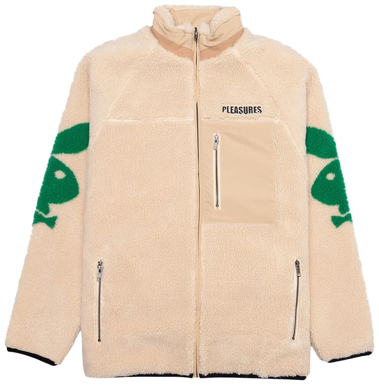 Pleasures x Playboy Bunny Sherpa Zip Up Jacket Tan