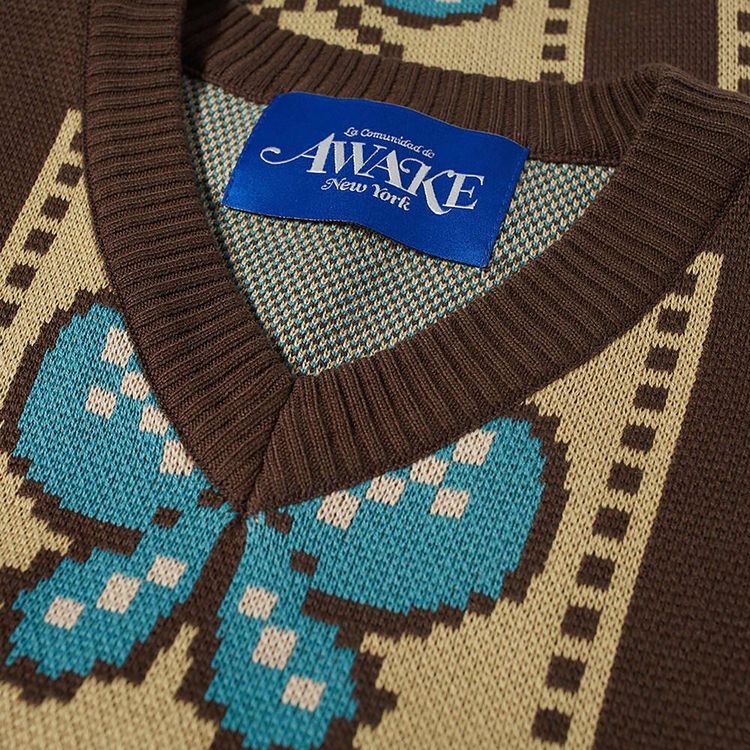Awake NY Butterfly Sweater Vest Brown