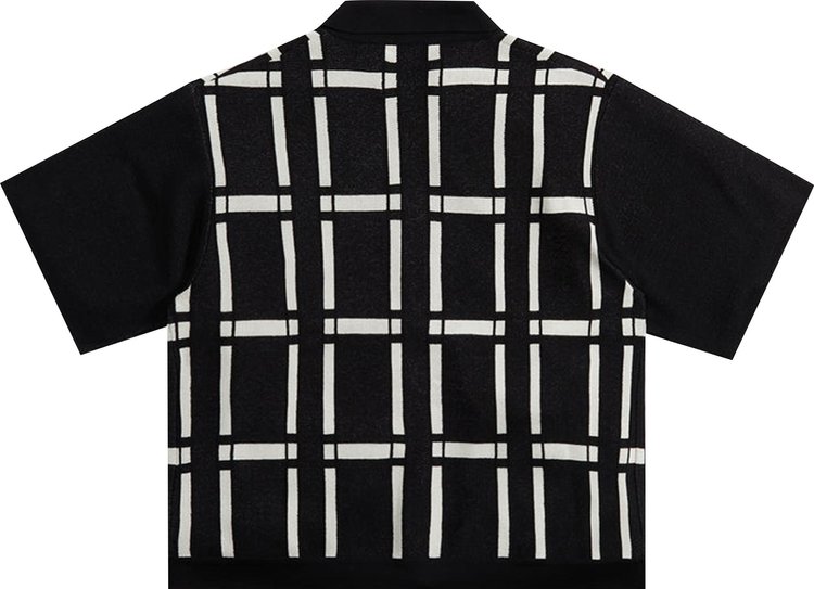 Awake NY Windowpane Short Sleeve Cardigan Black