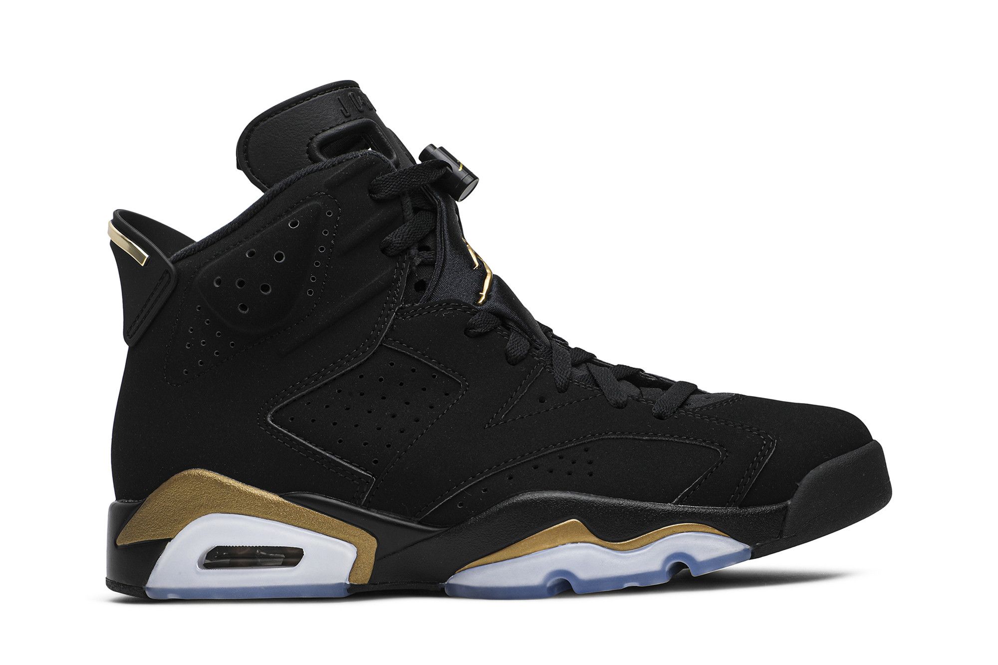 gold and black jordan 6s