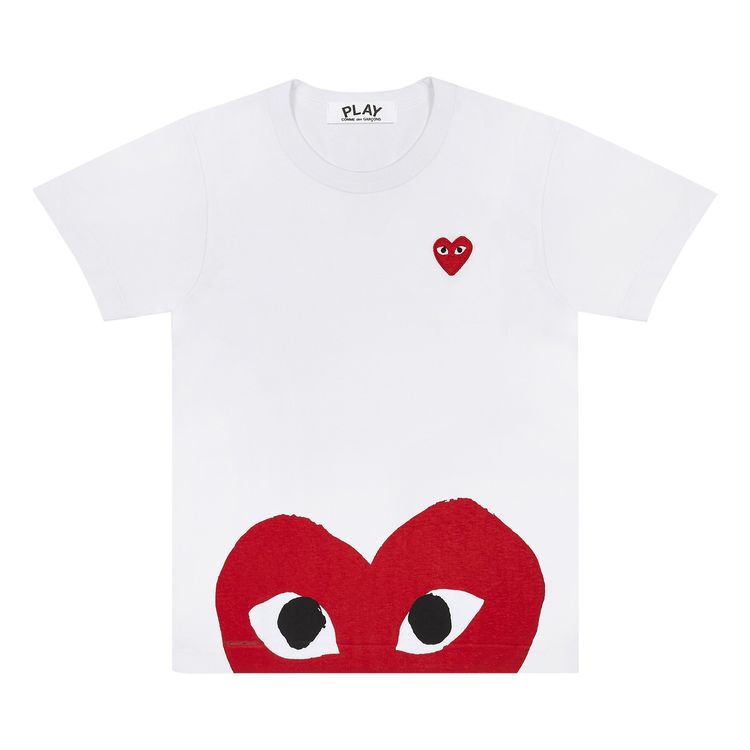 Comme Des Garcons Play T Shirt Big Half Red Heart White